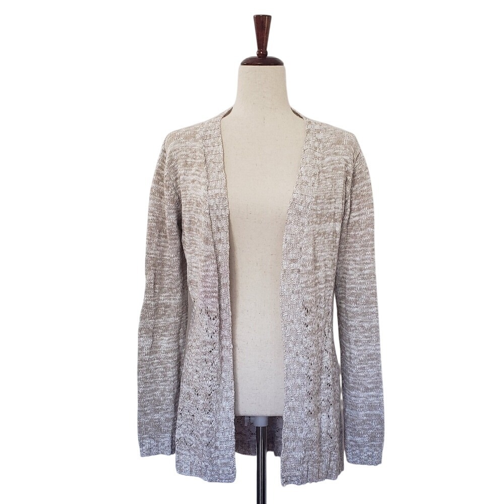 Bellini Women's‎ Knit Cardigan Open Front Sweater Beige Tan Size M